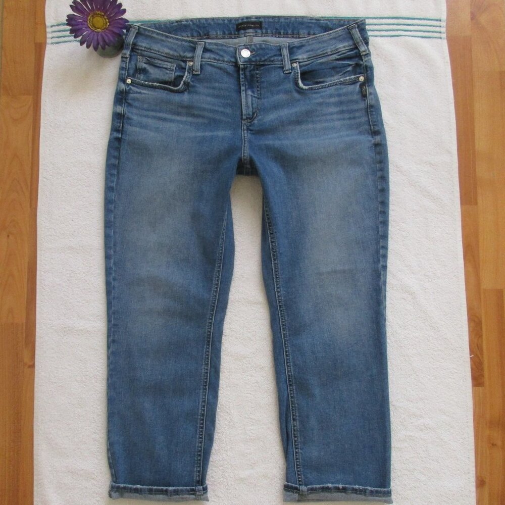 SILVER Jeans Size 34 Elyse Straight Crop Denim